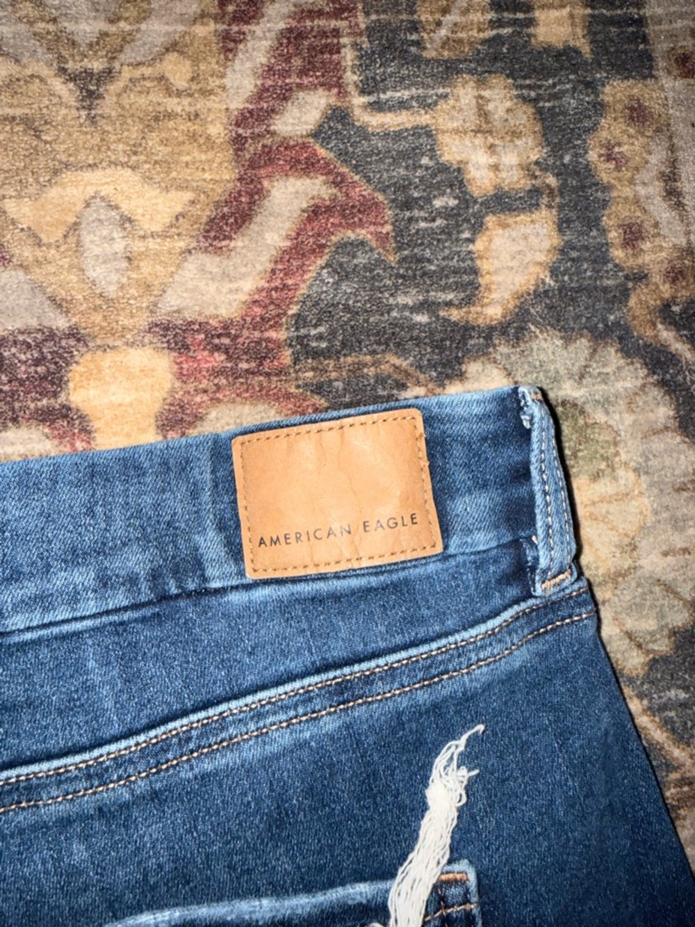 American Eagle Dark Wash Distressed Curvy Jegging - Picture 9 of 10